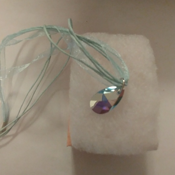 Aqua Blue Crystal Teardrop Necklace - Picture 6 of 8